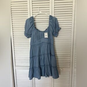 Trixxi Light Blue Puff Sleeve Dress